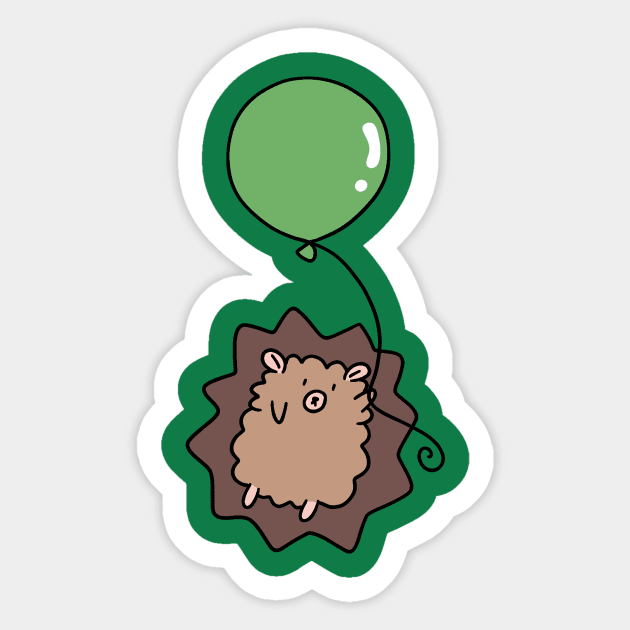 Green Balloon Hedgehog Sticker by saradaboru
